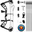 Archery Compounnd Bow Set Fully Adjustable for Adults and Teens,25.4"-32" Draw Length,30-70LBS Draw Weight,Up to 320 FPS,Limbs Made in USA 2025 New