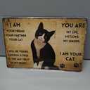 ALKB Vintage Metal Cat Sign - "I Am Your Friend, Your Partner, Your Cat" - 8"x12" Retro Metal Wall Decor for Cat Lovers, Pet Themed Gift with Paw Prints. Pack of 2