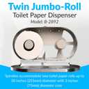 Bobrick B-2892 Surface-Mounted Twin Jumbo-Roll Toilet Paper Dispenser, Double Roll Toilet Paper Holder