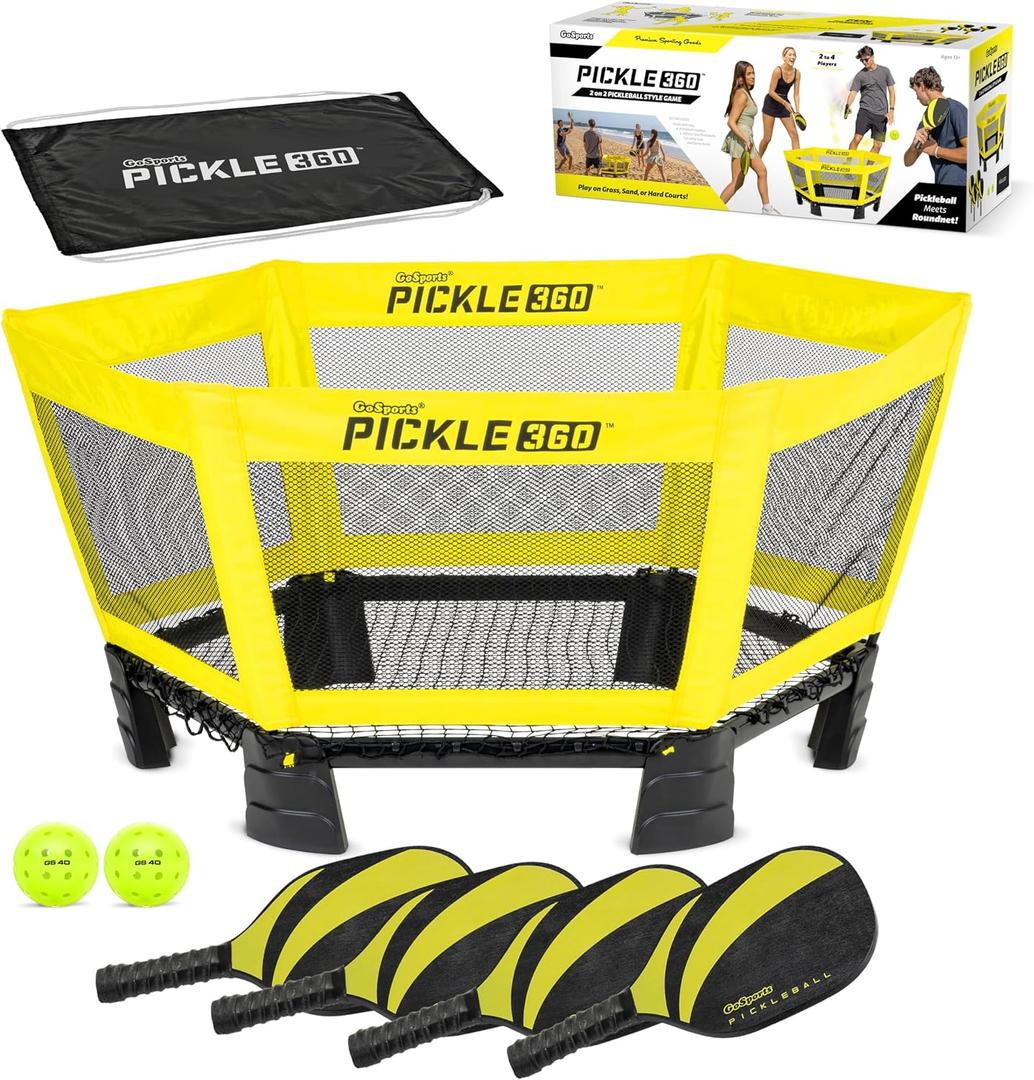 GoSports Pickle 360 Game Set Pickleball Without a Court Outdoor Lawn, Beach, and Backyard Paddle Ball Game
