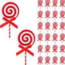 24pcs Christmas Candy Ornament, Plastic Peppermint Candy Cane Decorations with Hanging Loop for Xmas Home Party Supplies (Red, White)