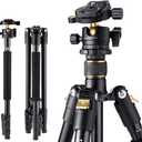 K&F Concept 64 inch/ 161cm Camera Tripod, Compact Aluminum Alloy Travel Tripods with 28mm Metal Ball Head 10KG/ 22lbs Load Capacity, Detachable Monopod, for SLR DSLR Digital Camera(B234A1+BH-28L)