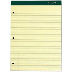 TOPS 63383 Double Docket Writing Pad, 8 1/2 x 11 3/4, Canary, 100 Sheets