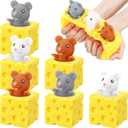 Chivao 6 Pack Cheese Toy Stress Rat Toy Mice in Cheese Sensory Anxiety Relief Office Ball Fidget for Birthday Stress Relief Gifts Party Favors, Grey Brown White