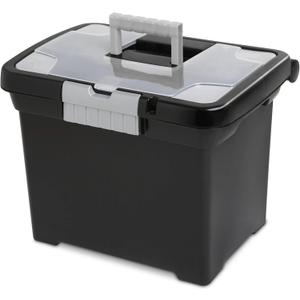 Portable File Box Comes with a Sturdy Handle and Comfortable Grip File Folder Organizer Stackable Inner Lid Compartment File Folder Box for Going Out
