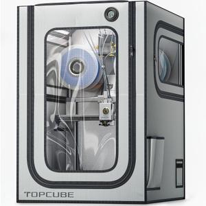 TOPCUBE 3D Printer Enclosure for Bambu Lab A1 Combo, Stainless Steel Frame Enclosure with LED Light for AMS Lite Top Mounting, Fireproof Dustproof Noise Reduction Constant Temperature 3D Printer Cover