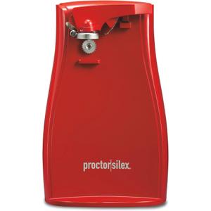 Proctor Silex Power Electric Automatic Can Opener for Kitchen with Knife Sharpener, Twist-off Easy-Clean Lever, Cord Storage, Red (75226)