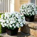 16 Bundles Artificial Roses for Front Door Outdoor Decor, Realistic Fake Silk Bouquets Flowers Faux UV Resistant Real Looking Rose Plants for Garden Balcony Farmhouse Home Spring Summer Decor (White)