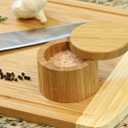 2 x Round Bamboo Salt Box Eco-Friendly, 100% Organic bamboo, Professional-Grade,The best salt storage container on the market.