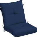 Arden Outdoor Plush Modern Tufted Blowfill Dining Chair Cushion, 21 x 40, Rain-Proof, Fade Resistant, Tufted Cushion for Dining and Bistro Chairs Sapphire Blue Leala