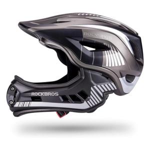 ROCKBROS Kids Full Face Helmet Kids Bike Helmets Lightweight Toddler Mountain Bike Helmet Detachable for MTB BMX Skating Cycling Scooter Safety Bicycle Helmets for Youth Child Boys Girls Ages 3-16 (Black, S(19.3-22inch))