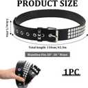 EMMIOL Cool Y2K Belt Women Black bb Belt Silver Buckle Oval D Ring Star Belts Trendy Streetwear Punk for Jeans (Fits 30" -38 " Waist)