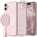 for iPhone 16 Silicone Case Soft Protective Shockproof Magnetic Case Compatible MagSafe iPhone 16 6.1" Silicones Phone Case Black (Pink and White)