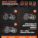 Bike Cover Waterproof Outdoor 600D Heavy Duty Bicycle Covers for 1/2/3 Bikes UV Rain Dust Snow Protection Fits Road, Mountain, Cruiser, Ebike & Electric Bikes
