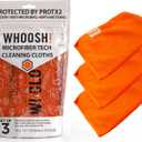 WHOOSH! Microfiber Cleaning Cloth, 3 Pack, Glasses and Screen Cleaning Cloth, Suitable for TV, Car Screen, Computer, Laptop, iPad, MacBook, Smart Phone, Monitor, Watches (14”x14”), Orange