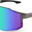 FEISEDY Sports Sunglasses for Men, Women and Teens - Baseball, Biking, Cycling UV400 Protection B2388 (75mm, 006-gun Grey)