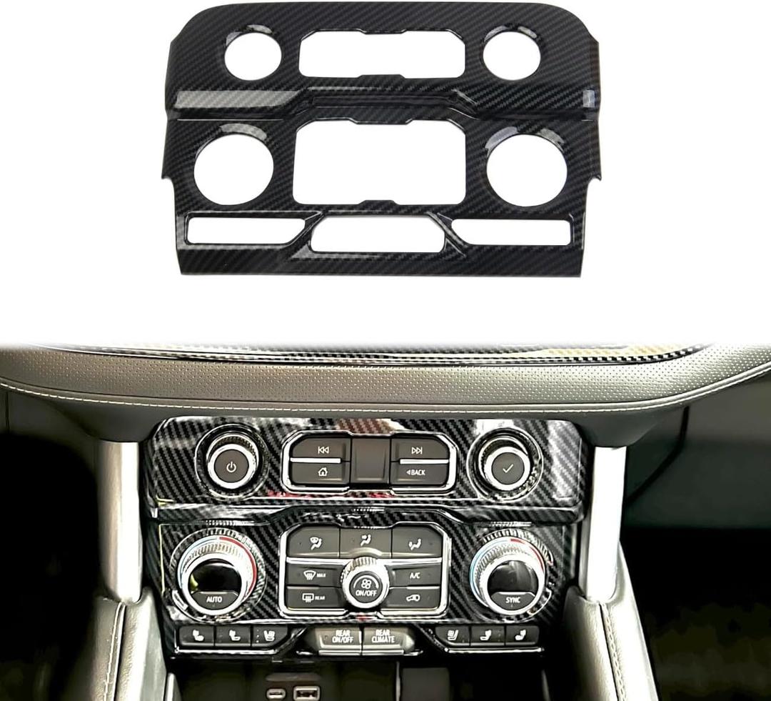 Carbon Fiber Center Console Air Conditioner Panel AC Cover Trim for 2021-2024 Chevy Tahoe Suburban for 2021-2024 GMC Yukon