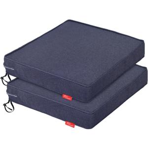 Pcinfuns Outdoor Chair Cushion 22 x 22 x 3 Inch Water Resistant & Fade Resistant Patio Furniture Cushions with Removable Cover and Adjustable Straps Set of 2, Blue Grey