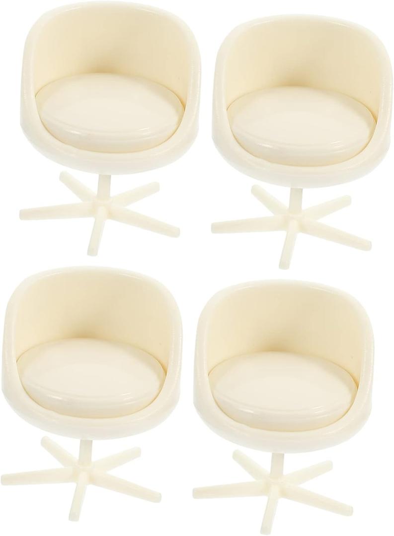 TOYANDONA 4pcs Dollhouse Armchair - 1/25 Scale Miniature Chairs Dollhouse Rotatable Chairs Miniature Armchair for Doll House Furniture Accessories Decors