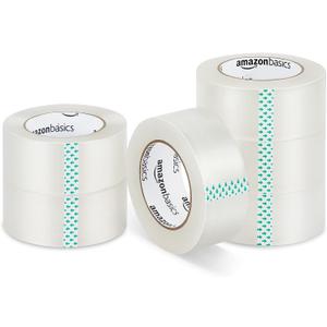 Amazon Basics Strong Adhesive Packing Tape for Moving Boxes, Shipping and Sealing, Clear, 1.88" x 109 Yards, 6-Pack, Total 654 Yards