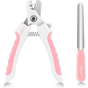 OneCut 6" Dog Nail Clippers for Small, Medium and Large Breed Professional Pet Nail Trimmers -Suitable for Cats, Rabbits and Guinea Pigs with Safety Guard to Avoid Over Cutting (Pink)