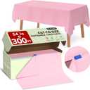 54 in X 300 FT Pink Plastic Table Cover Roll with Slide Cutter, Cuts Up to 36 Rectangle 8 Feet Disposable Plastic Table Cloths, Disposable Table Cover Roll for Dinning, Parties, BBQ, Wedding, Outdoor