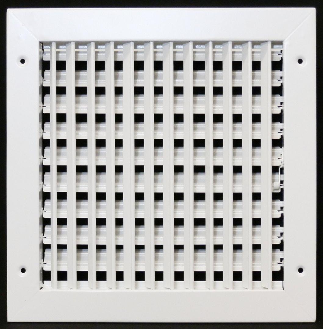 10"w X 10"h Adjustable AIR Supply Diffuser - HVAC Vent Cover Sidewall or Ceiling - Grille Register - High Airflow - White [Outer Dimensions: 11.75"w X 11.75"h]