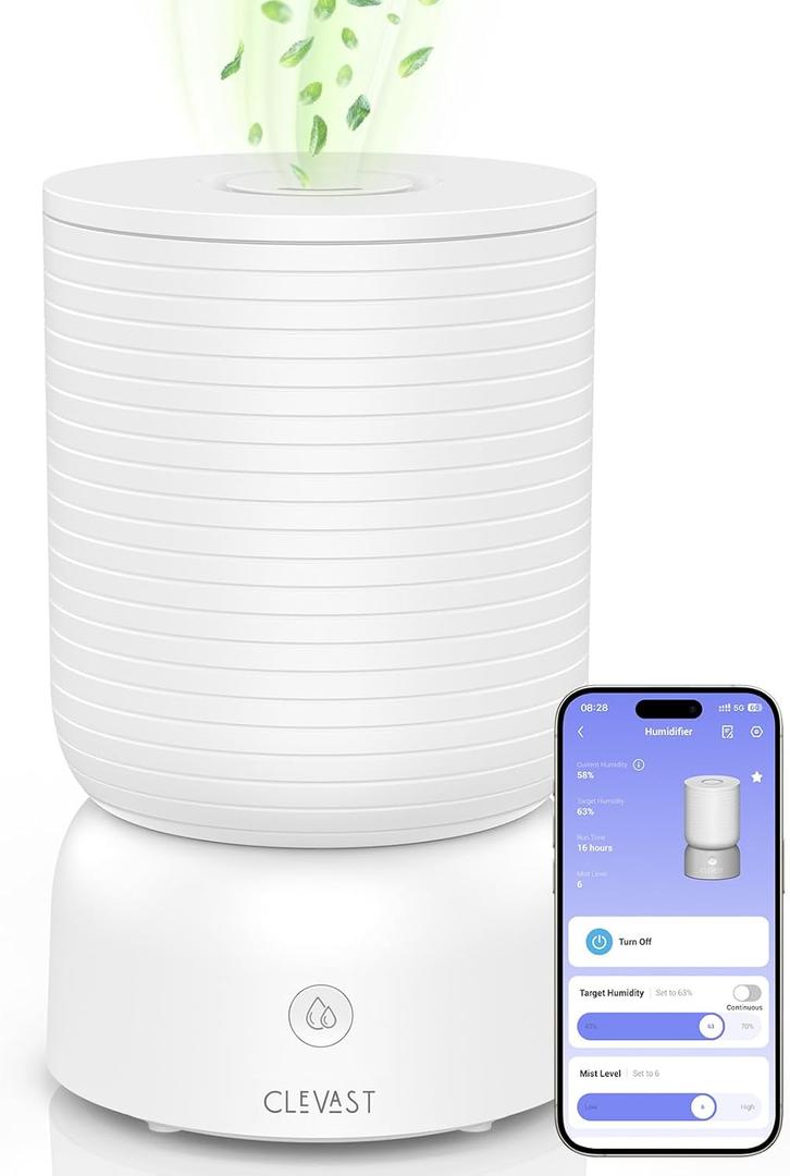 CLEVAST Smart Humidifiers for Bedroom, 1 Gal/4L Cool Mist Top Fill Humidifier with Essential Oil Diffuser, Quiet Operation for Baby Nursery, Home, Office, Large Room, Works with Alexa/Google Assistant