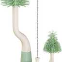 Silicone Bottle Brush Set with Stand, 360 Rotating Bottle Cleaning Brush Cleaner Set, Long Handle 3 in 1 Multipurpose Silicone Baby Bottle Straw Cleaner Brush (Green)