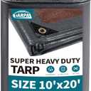 TARPAL tarp 10x20 Feet Super Heavy Duty Tarps Cover 20mil Waterproof UV Protection Rip and Tear Proof Tarpaulin with Grommets(Grey/Brown)
