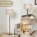 Drum Flower Lamp Shades for Table Lamps 12" Top x 12" Bottom x 8" High Linen Lampshade set of 2 Lamp Shade with E27 to E26/E14 Adapters for Floor Lamps Bedside Lamps, Assembly Required (pattern 9)