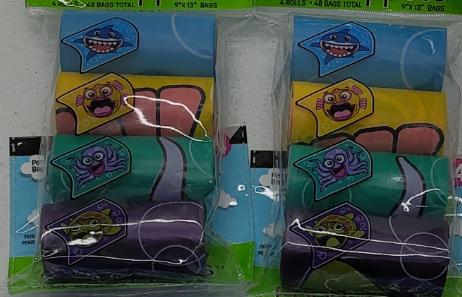 4 Sea Pals PooPuppets 9x13 Bags 4 Rolls 48 Bags Total 4 Pack