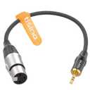 Tisino XLR to 3.5mm Balanced Cable Adapter, Gold-Plated XLR Female to 1/8 inch Mini Jack Aux Mono Audio Cord for Shotgun or Condenser Microphones - 1ft