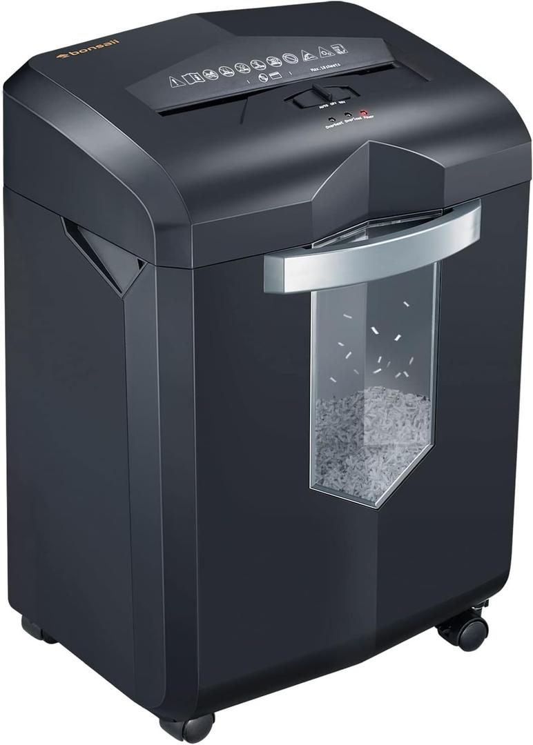 Bonsaii 16-Sheet Microcut Paper Shredder, 60-Minute Home Office Heavy Duty Shredder for CD/Credit Card, P-4 Level with 6-Gal Pullout Bin (C149-D)