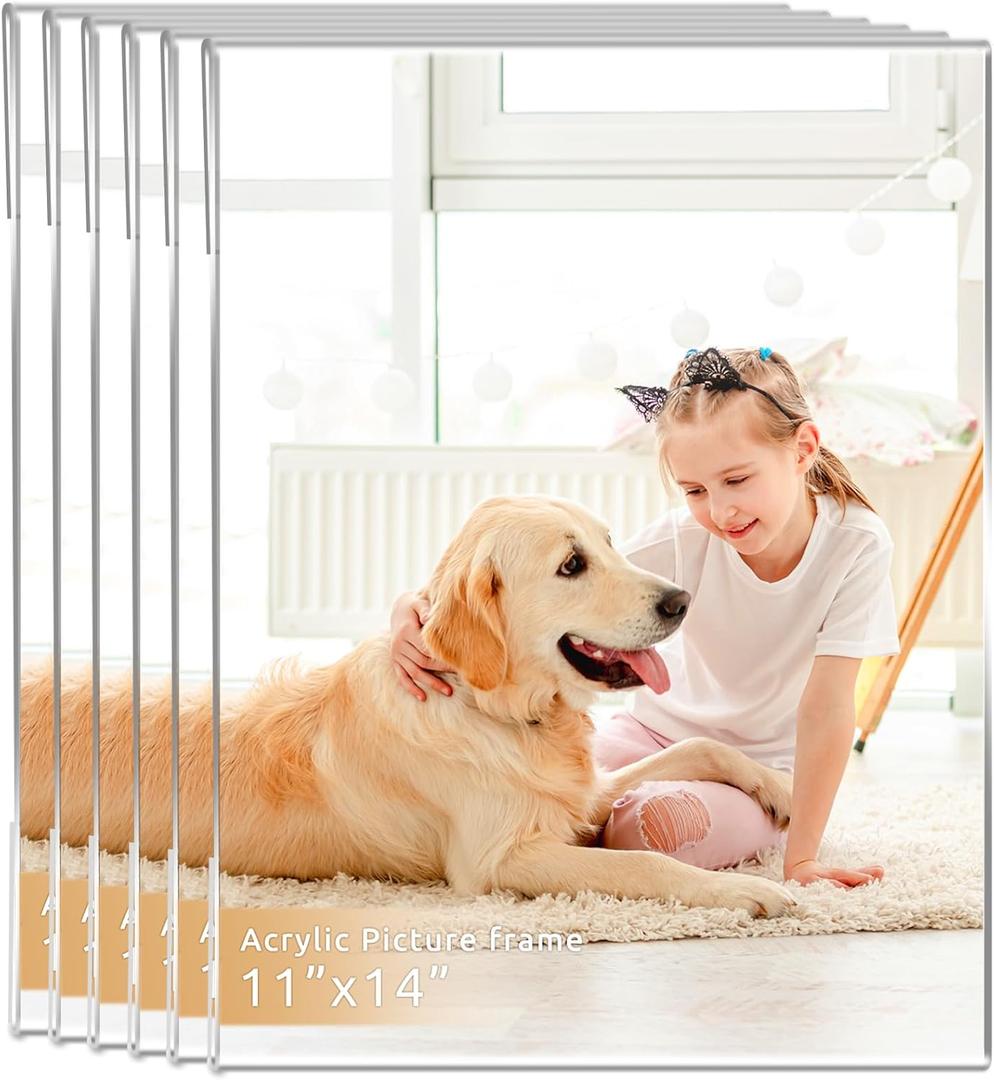 DZZ 11x14 frame Clear Acrylic 11 x 14 picture frame,High Transparent Photo Frame,frames 11x14 for Photo Poster Canvas Certificate Document Gallery,Set of 6