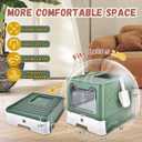 Cat Litter Box with Litter Mat, Foldable Extra Large Free in and Out/One-Way with Lid, Drawer Type Enclosed Kitty Litter Box,Odor Control Anti-Splashing Easy Cleaning (Green)