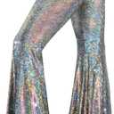Nawgut Womens Sequin Flare Pant Sparkly High Waisted Leg Bell Bottom Glitter Trousers Night Out Clubwear