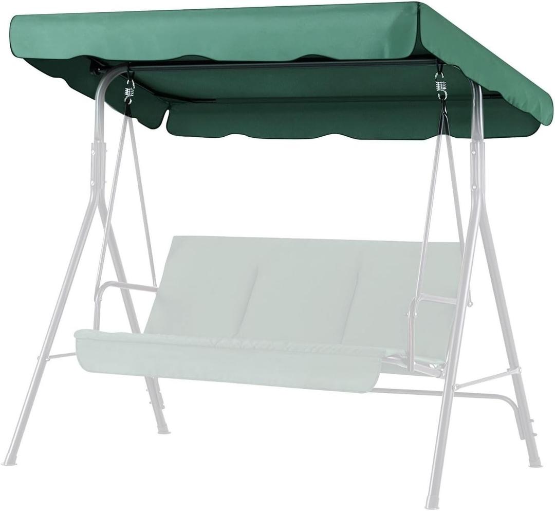 Flexzion Replacement Canopy for Outdoor Swing - 72" X 52" 2 Seat Bench Glider Swings Shade Fabric UV Weather Waterproof for Outdoor Garden Patio Yard Park Porch Seat Furniture, Green