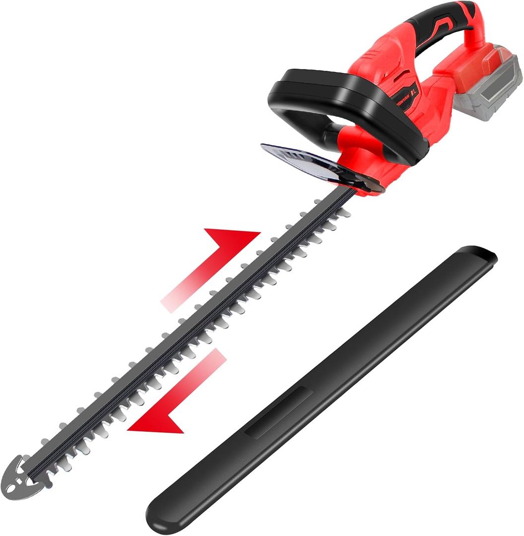Hedge Trimmer Compatible with Milwaukee 18V Battery (Tool Only), Cordless Bush Trimmer with 1600RPM Brushless Motor, 22 Inches Steel Blade with 3/5'' Cutting Capacity (No Battery)