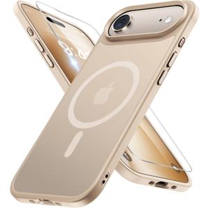 Miracase Magnetic for iPhone Air Case with Screen Protector(Compatible with MagSafe), Slim Thin Translucent Matte Military-Grade Protected Phone Cover for iPhone 17 Air 6.5", Gold