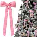 12Pcs Pink Velvet Bows Christmas Tree Decorations,5in x 10in Valentines Day Ornaments for Tree Home Coquette Room Birthday Party Front Door Wedding Holiday Decor