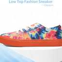 Obtaom Women Rainbow Canvas Fashion Sneakers Comfortable Orange Multi Walking Shoes Tie Dye Green Canvas Slip ons (Orange, US 8)