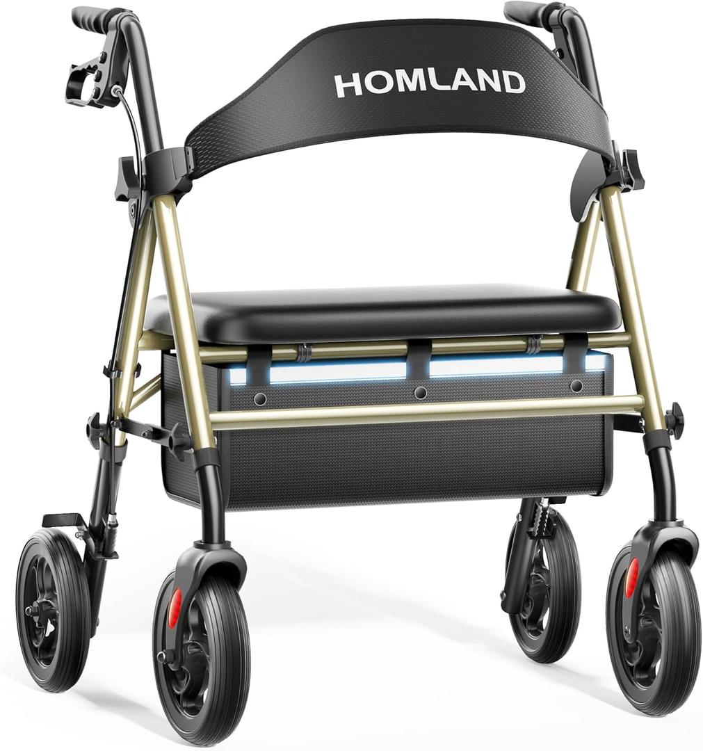 HOMLAND Bariatric Walkers for Seniors with Seat, 500lb Heavy-Duty Rollator
