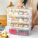 Cupcake Carrier Stackable Storage Container Collapsible Cake Carrier with Lid and Handle, with 50 PCS Cupcake liners, Reusable Plastic Dessert Travel Container, Transport Box (48 Cupcakes White), 15.7 inches x 10 inches x 10 inches