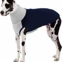 SUNFURA XXXXL Dog Sweater - Warm Fleece Dog Sweater, Stretch Pullover Vest with Turtleneck for Extra Large Dogs Boy Girl, Comfort Fit Sweatshirt Jumpsuit for Great Dane, Navy Blue 4XL