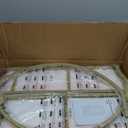 Homhedy Cat Litter Box Enclosure, Litter Box Furniture Hidden with 2-Tier Storage Shelves, Wooden Cat Washroom Furniture with Metal Frame, Modern Style, White and Gold