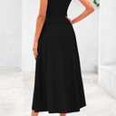 PRETTYGARDEN Spring Casual Dresses for Women 2026 Summer Business Work Midi Sleeveless A Line Pleated Cocktail Dress (Black, S)
