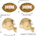 2Pcs Glitter Sports Earrings Stud For Women Rhinestone Baseball Football Basketball Rubby Earrings Funny Sports Fans Lover Gifts TOUCH Helmet Sport Ball Stud Jewelry