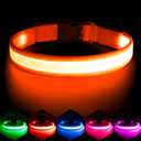 Vizpet LED Dog Collar, Light Up Dog Collar Adjustable USB Rechargeable Super Bright Safety Light Glowing Collars for Dogs(Medium,Orange) (Medium[14.96-19.68 inch])