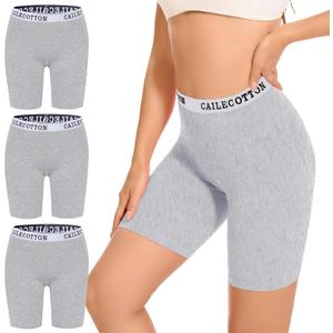 CAILECOTTON Womens Boxer Briefs Underwear Plus Size Boxer Briefs Full Coverage Super Soft Sexy Panties 3 Pack Grey